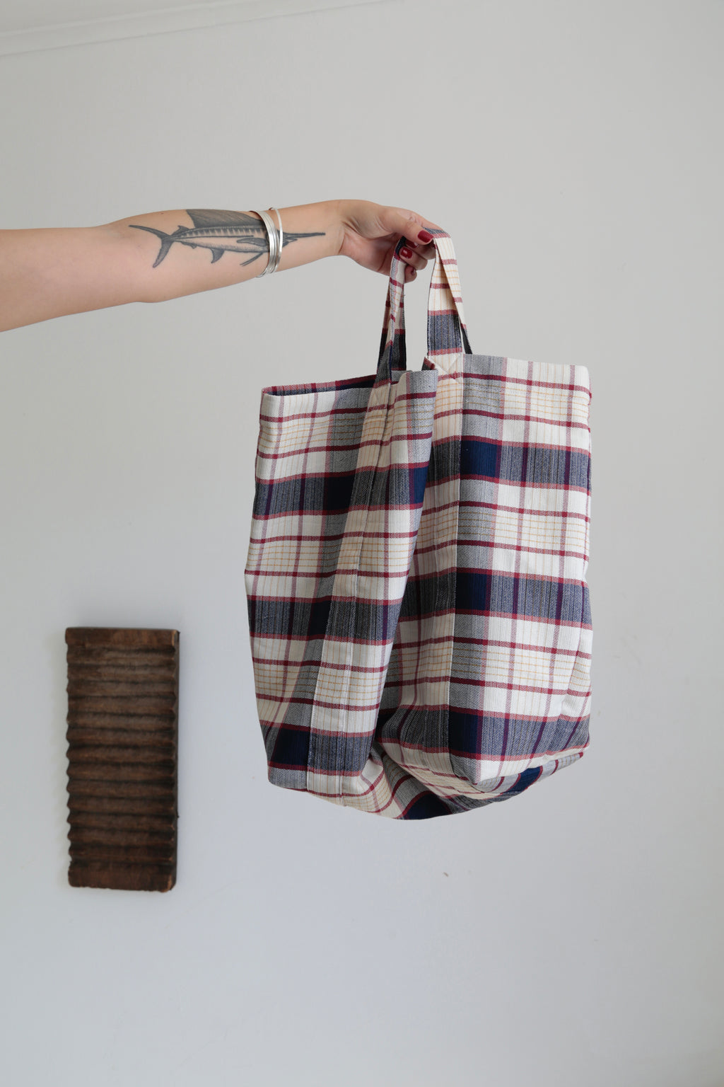 Blue Plaid Beach Bag