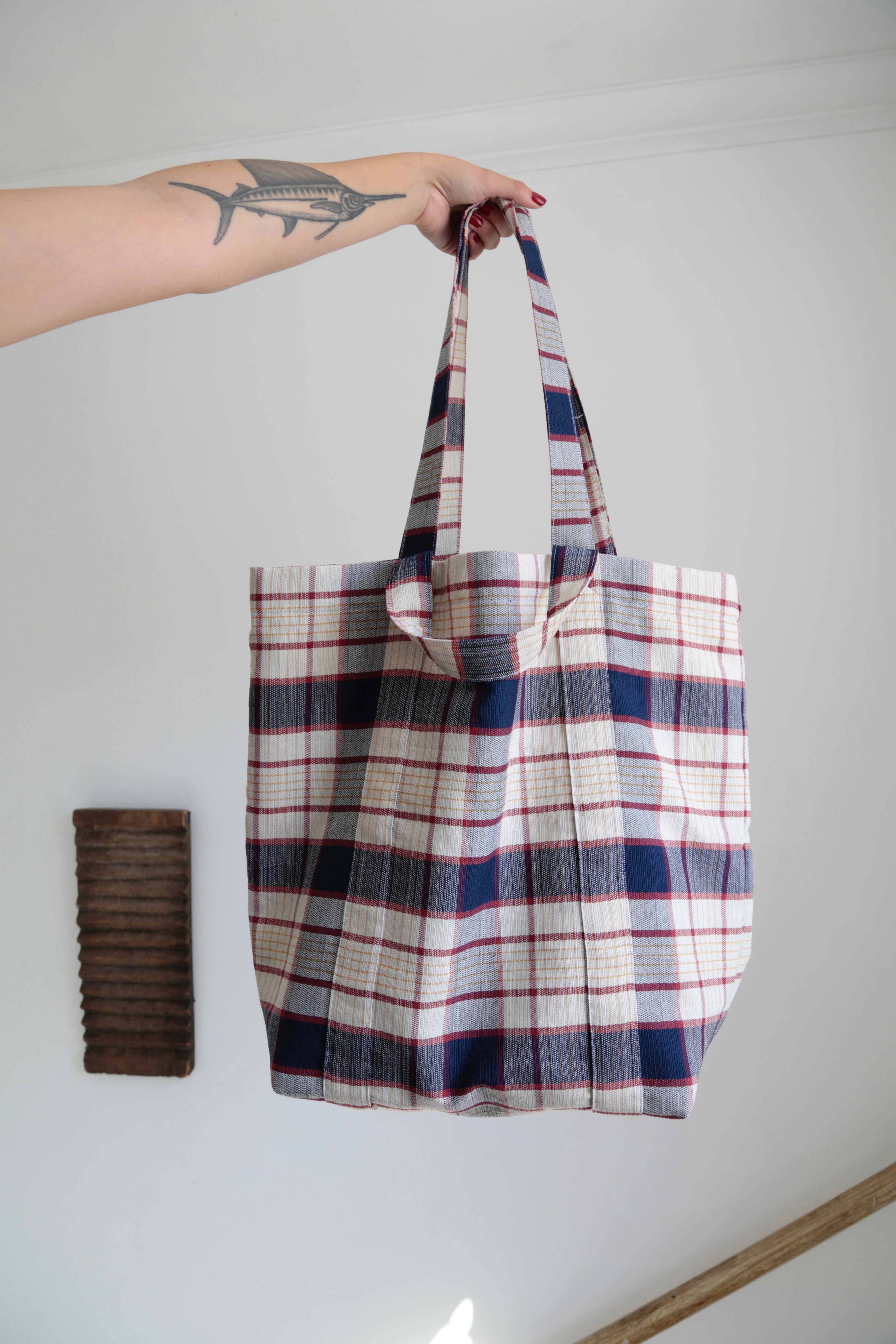 Blue Plaid Beach Bag