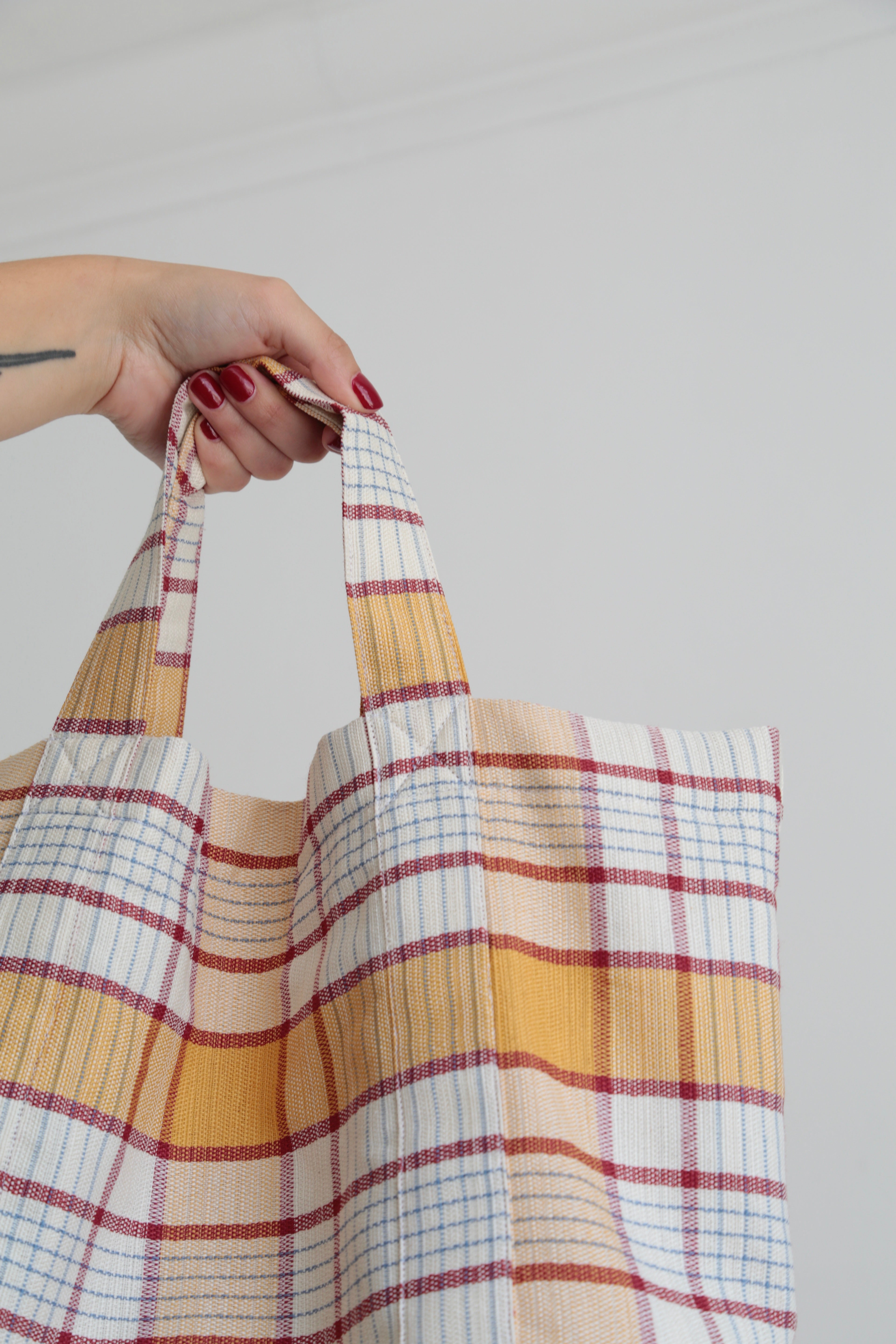 Orange Plaid Beach Bag