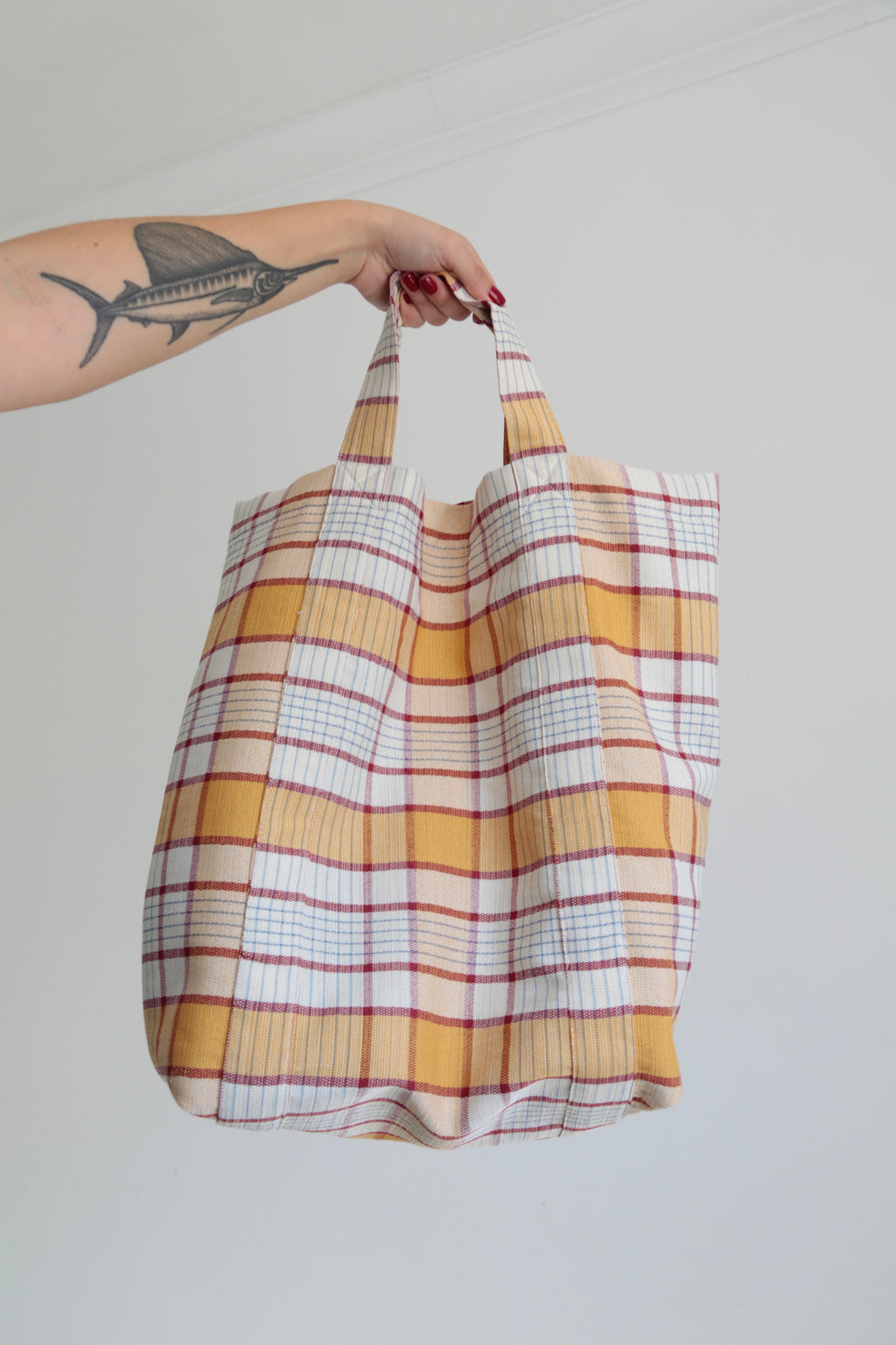Orange Plaid Beach Bag