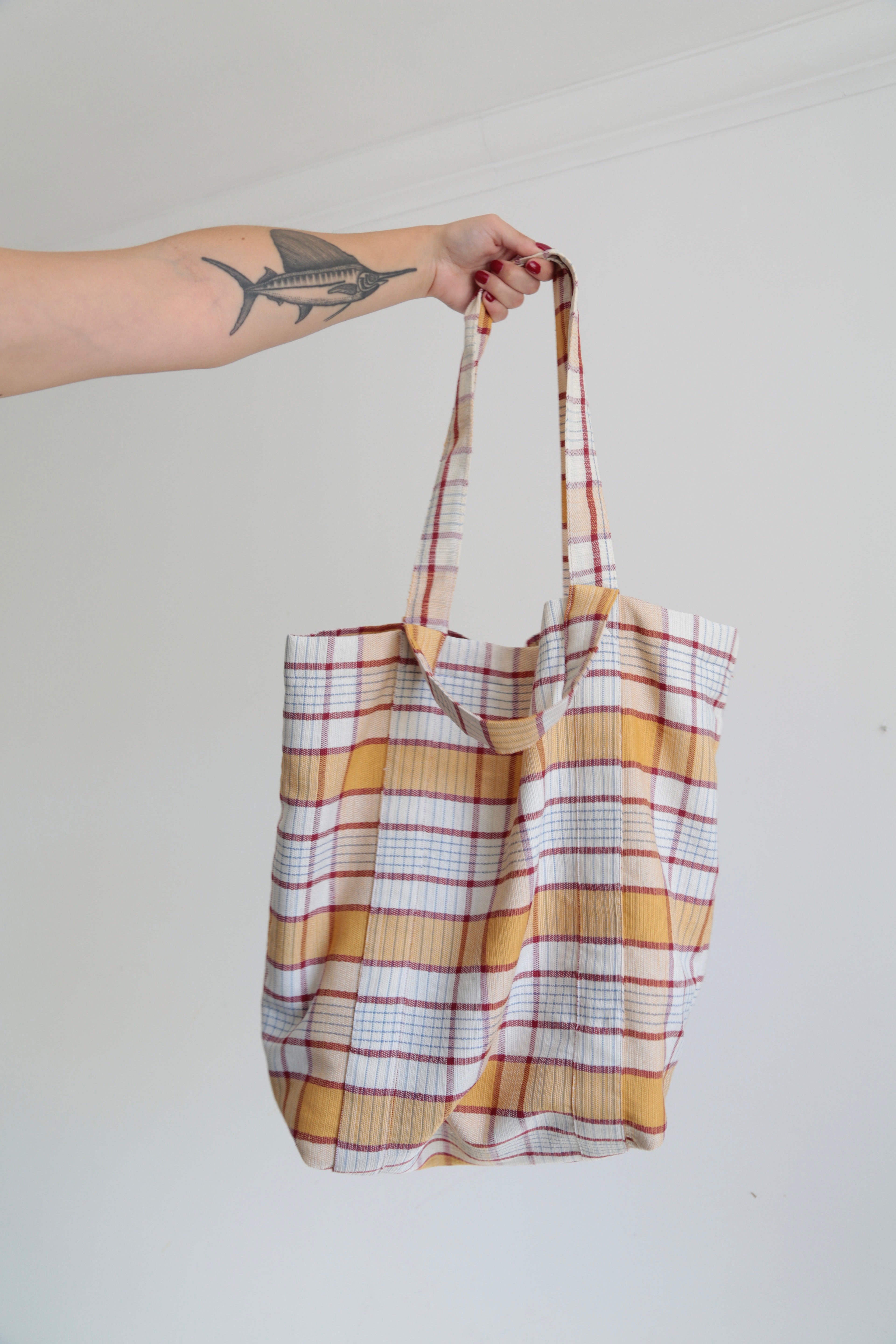 Orange Plaid Beach Bag
