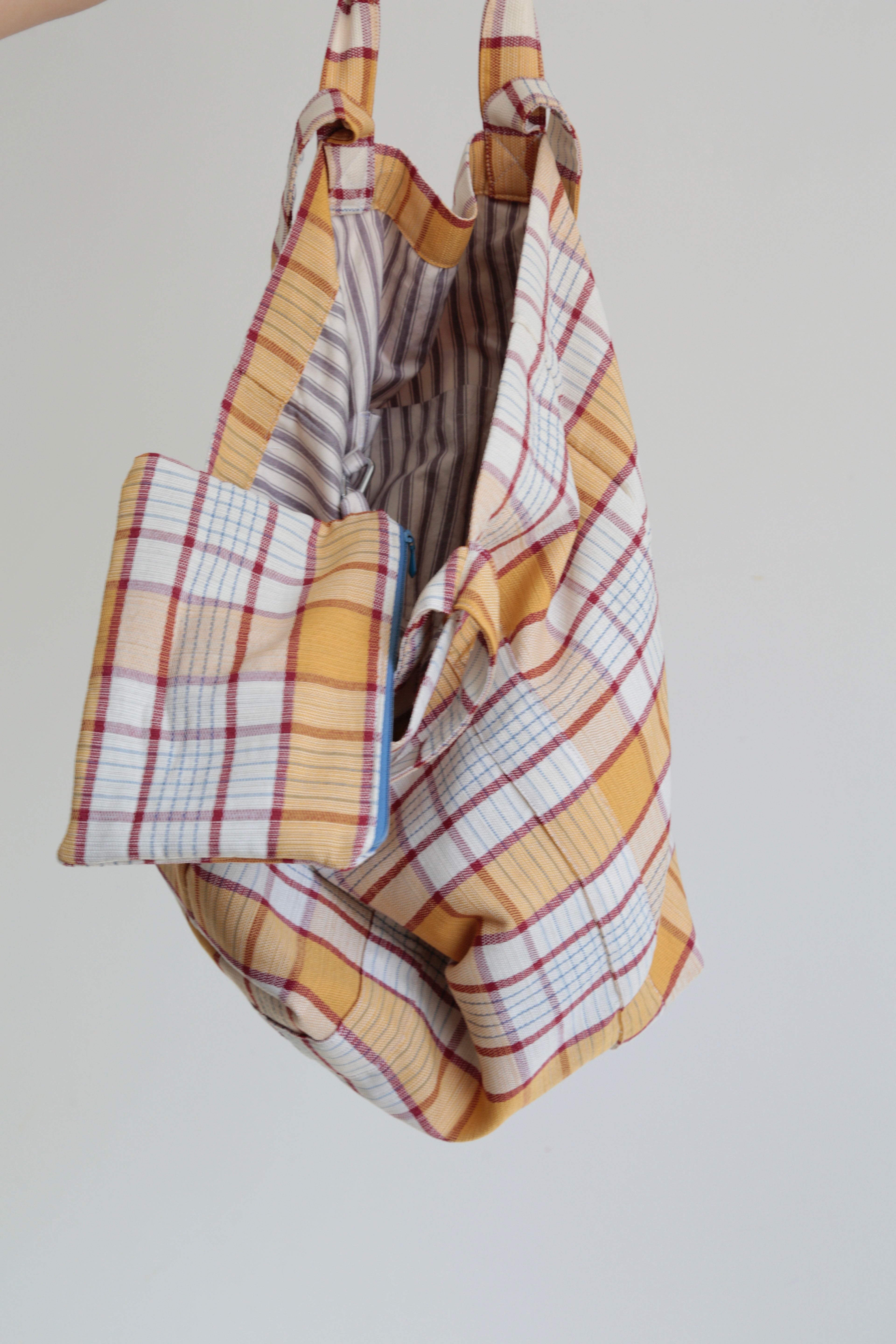 Orange Plaid Beach Bag